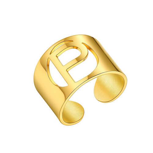 Wholesale name gold jewelry manufacturers personalized letter ring factory custom mens initial rings suppliers